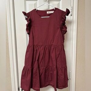 The Impeccable Pig Maroon Ruffle Mini Dress